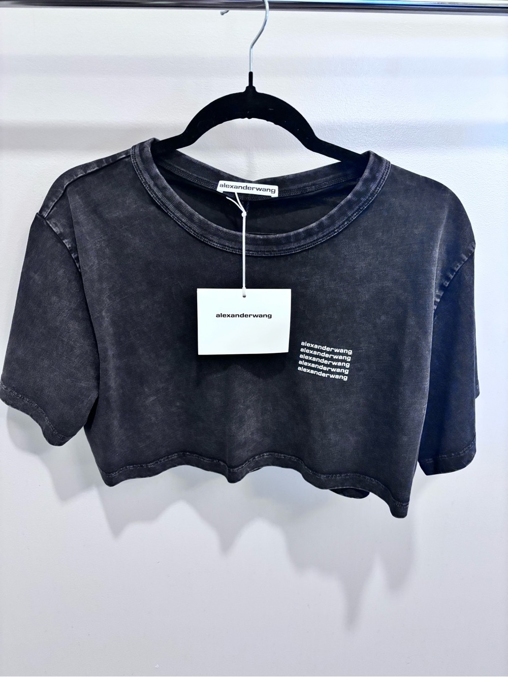 Alexander Wang Logo Washed Black Cropped Tee